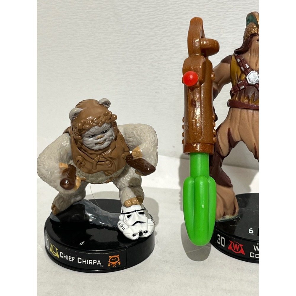 Star Wars Attacktix Lot Mace Windu Chief Chirpa Wookiee Grievous Bodyguard 2005